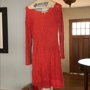 Beautiful coral color crochet dress